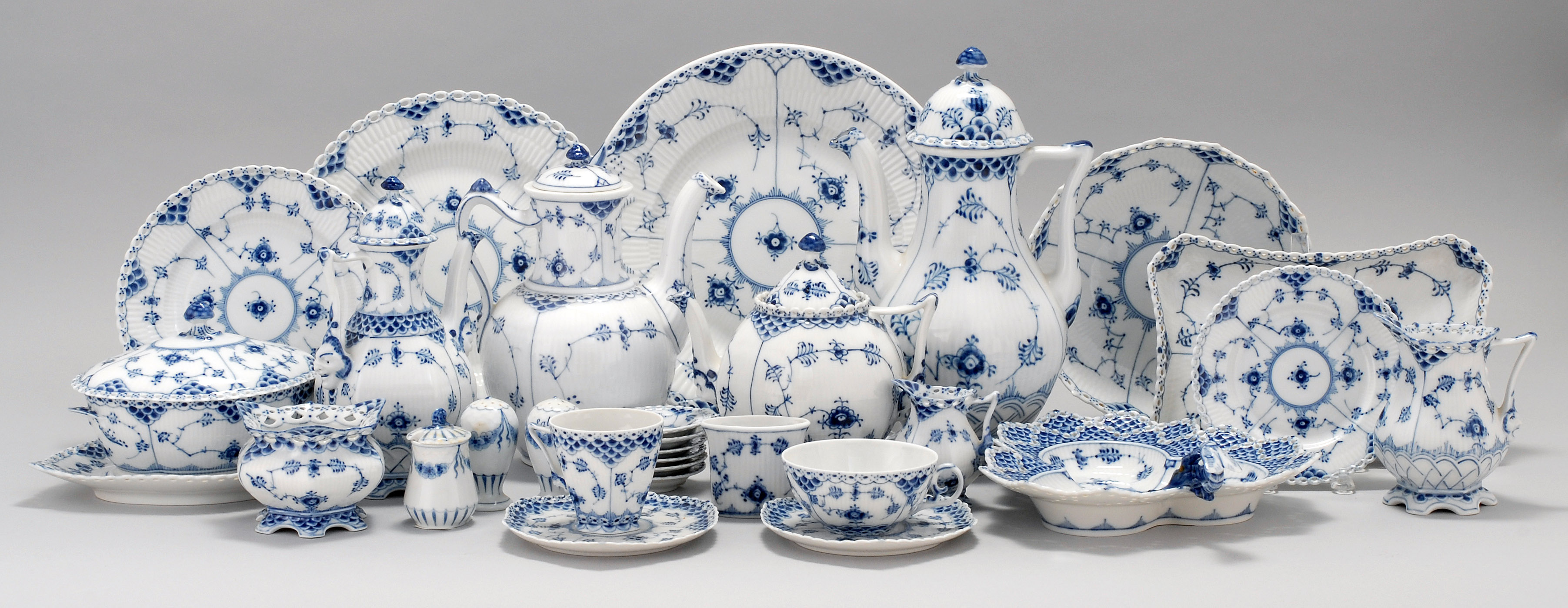 Appraisal: PARTIAL SET OF ROYAL COPENHAGEN CHINA In the Blue Fluted