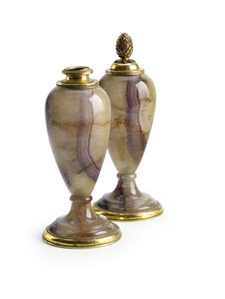 Appraisal: A pair of bluejohn cassolettes attributed to Matthew Boulton late