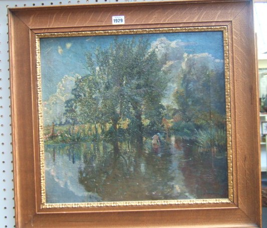 Appraisal: Edgard Wiethase - Nymphs bathing oil on canvas signed cm