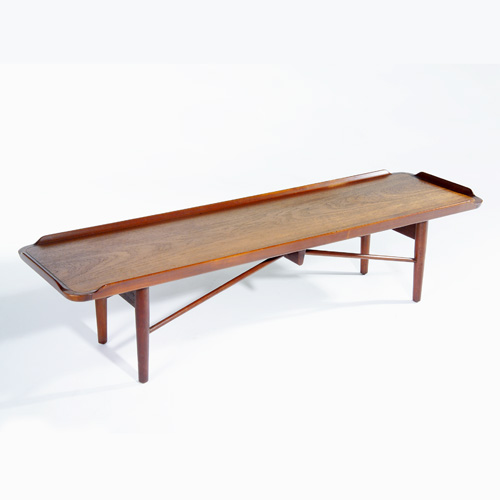 Appraisal: FINN JUHL Fine teak coffee table with tray top on