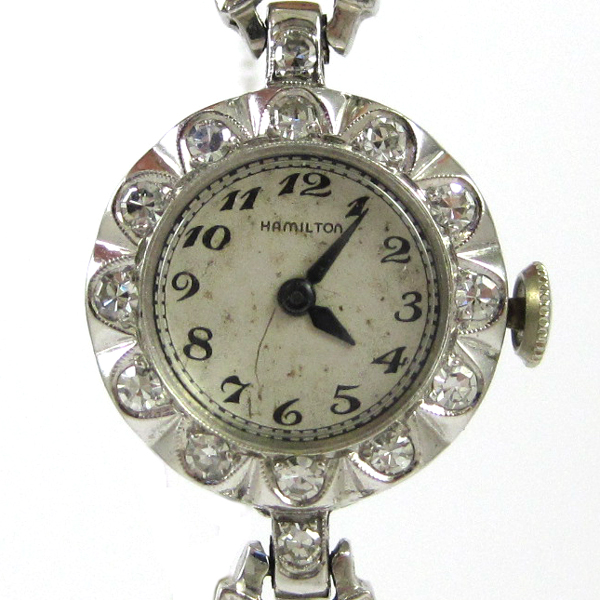 Appraisal: LADY'S VINTAGE HAMILTON DIAMOND PLATINUM AND FOURTEEN KARAT WHITE GOLD