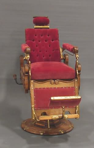 Appraisal: Red Velvet Upholstered Brass-mounted Collins on step Conyers Pedestal Hydraulic