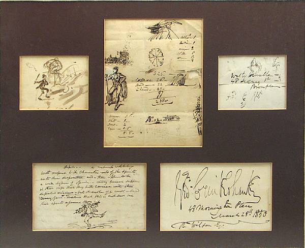 Appraisal: CRUIKSHANK GEORGE - A collection of manuscript items framed together