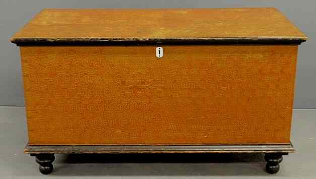 Appraisal: Pennsylvania poplar sponge decorated blanket chest c with vibrant yellow