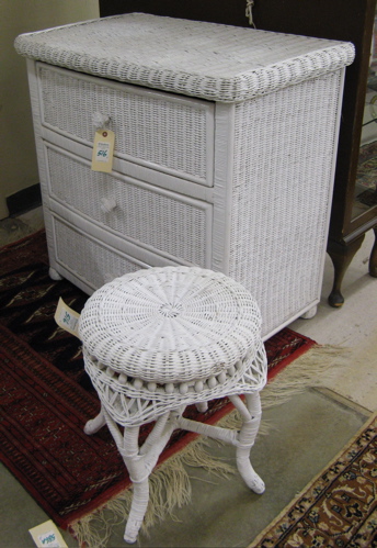 Appraisal: FIVE ARTICLES OF WHITE WICKER BEDROOM FURNITURE Bristol Collection handmade