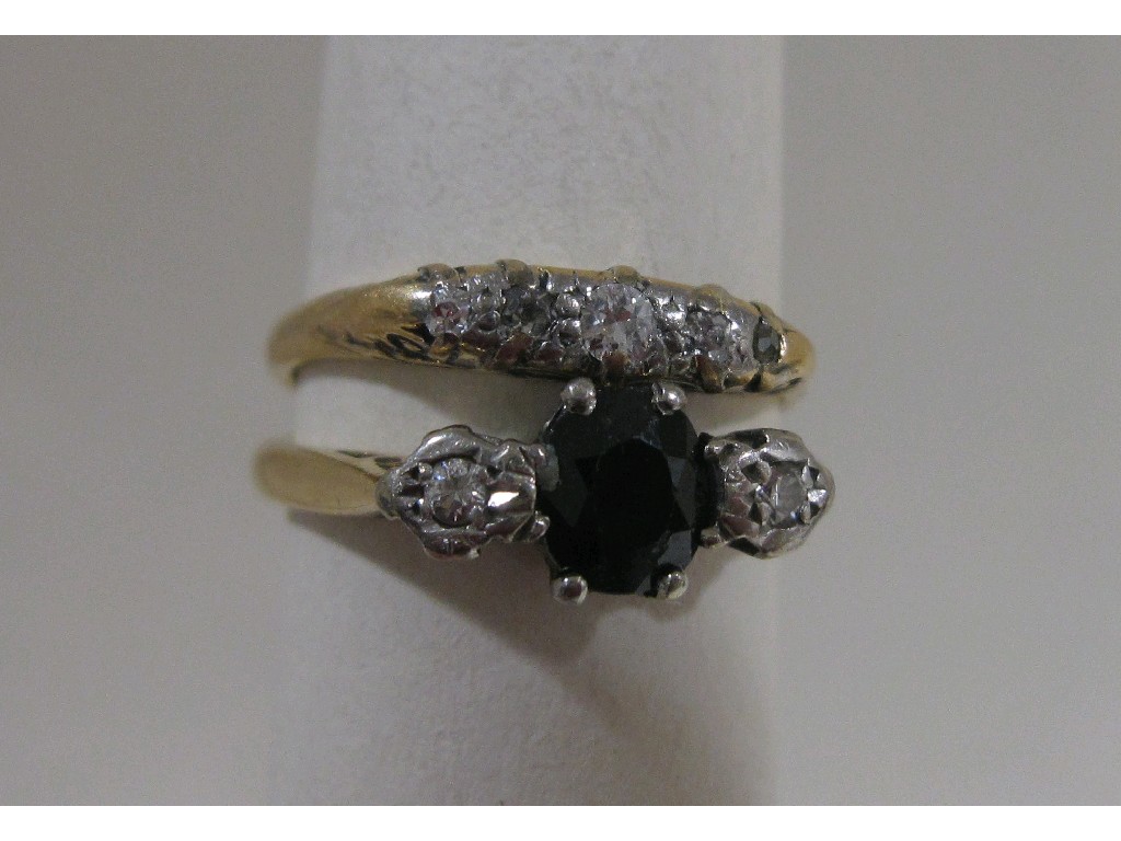 Appraisal: Lot comprising ct gold diamond five stone ring and an