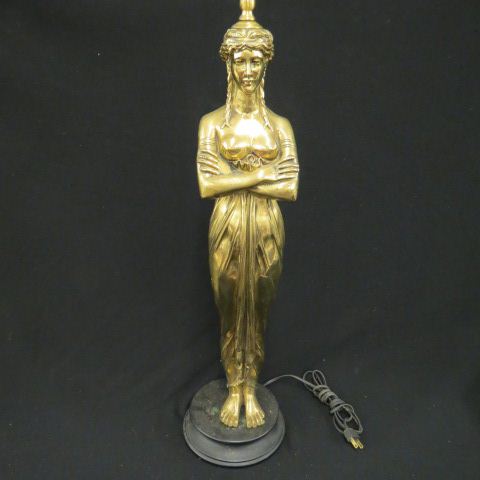 Appraisal: French Bronze Figural Lampof a lady semi-nude body