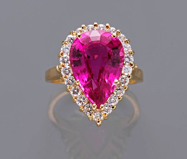 Appraisal: A tourmaline and diamond ring tourmaline weighing an estimated carats