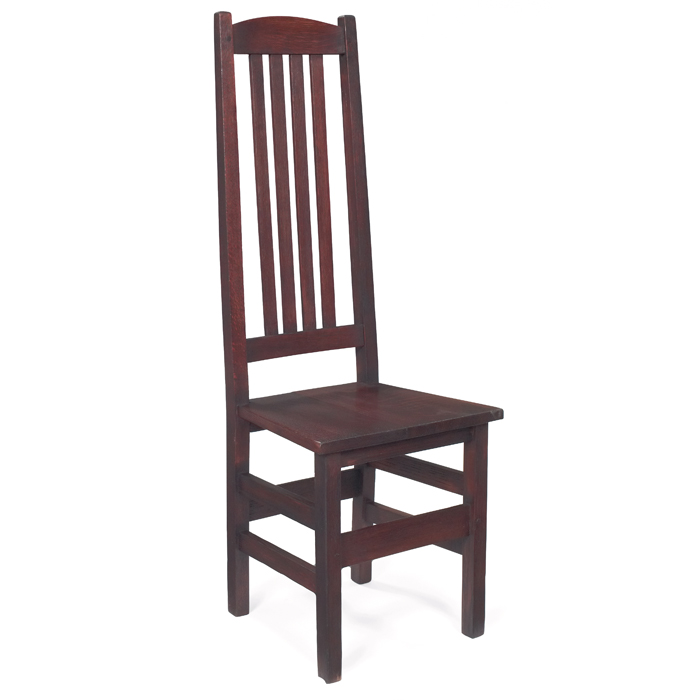 Appraisal: Arts and Crafts hall chair tall-back form with four vertical