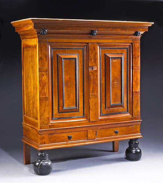 Appraisal: A Dutch Baroque parcel ebonized walnut kas th century width