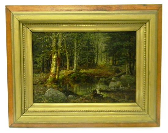 Appraisal: William H Barker American th C oil on canvas wooded