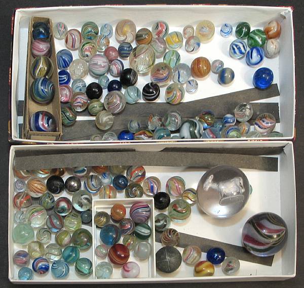 Appraisal: Handmade marbles An assortment of various sizes and types of