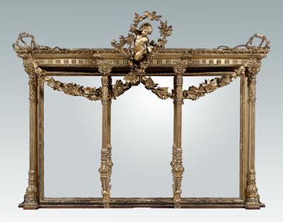 Appraisal: Victorian Louis XV style overmantel mirror carved gilt and applied