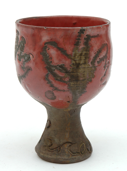 Appraisal: JOHN PERCEVAL Victoria circa Earthenware goblet brown drip glaze with