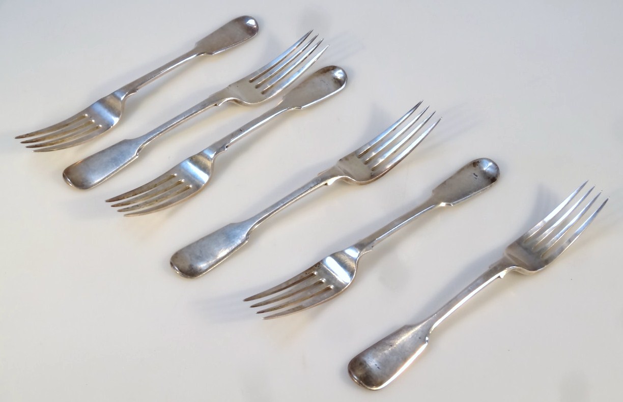 Appraisal: A set of six Victorian silver table forks by William