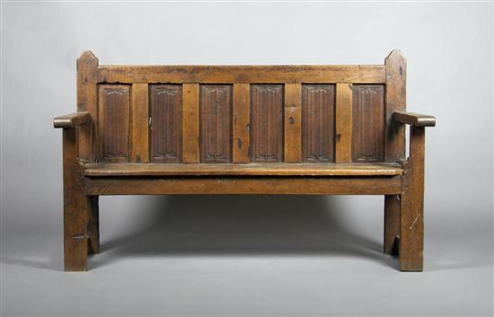 Appraisal: A Gothic Revival Oak Bench Height x width x depth