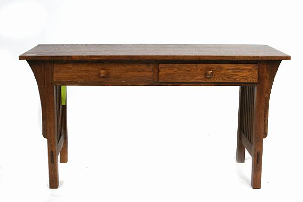 Appraisal: A Mission style oak writing table height in width ft