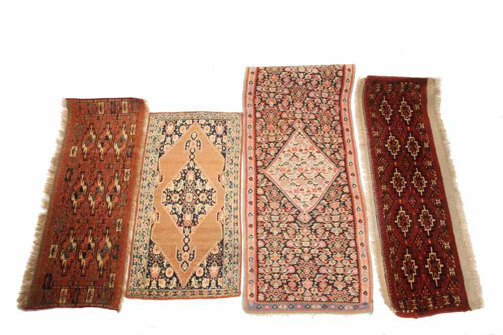 Appraisal: SMALL VINTAGE ORIENTAL RUGS - Four Caucasian Tribal Rugs Saddle