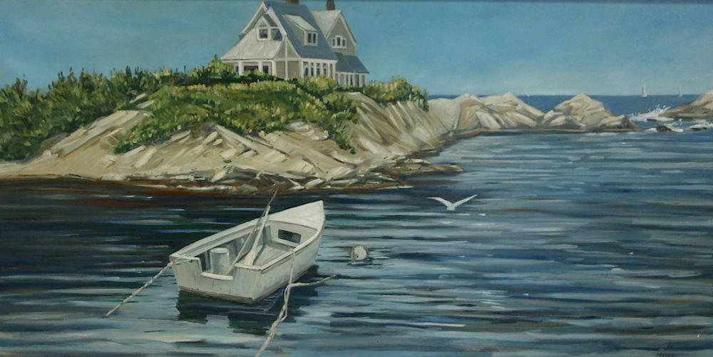 Appraisal: MEYERS Signed Oil On Canvas Boat Signed lr rt and