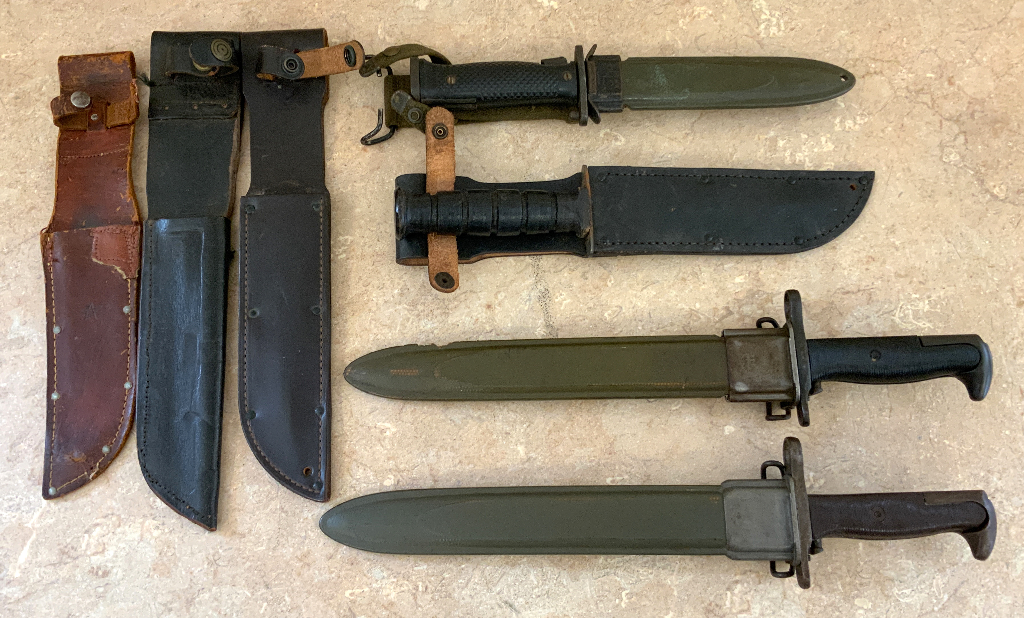 Appraisal: GROUP OF MILITARY BAYONETS ETC AR Bayonet MI Garand Bayonets