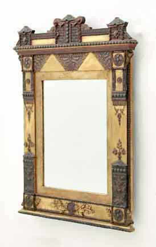 Appraisal: Eastlake hanging mirror late th century architectural pediment decorated with