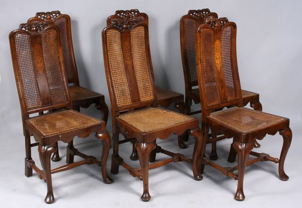 Appraisal: Set of six th Century English Queen Anne-style inlaid satinwood