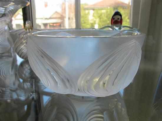 Appraisal: LALIQUE FROSTED CLEAR GLASS BOWL SIGNED LALIQUE FRANCE CHIP