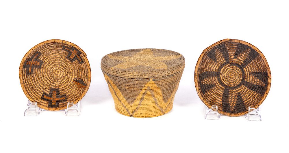 Appraisal: Early Native American Woven Baskets Good condition with normal wear