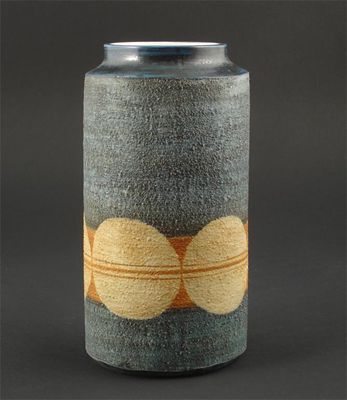 Appraisal: A Troika Pottery cylindrical vase by Penny Black painted in