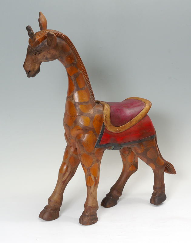 Appraisal: CHILD SIZE GIRAFFE CAROUSEL ANIMAL Polychrome paint decorated figure of