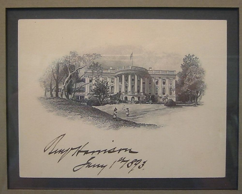 Appraisal: HARRISON BENJAMIN Signature as President on a card with an