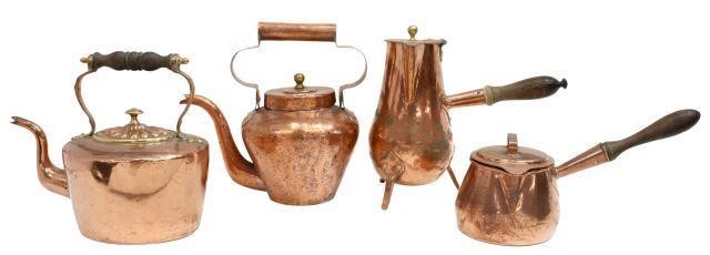 Appraisal: lot of French copper kitchenware early th c including chocolate