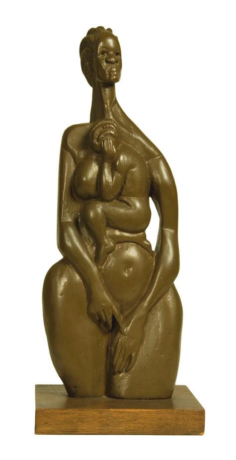 Appraisal: Tom FEELINGS - Mother and Child Cast bronze sculpture depicting