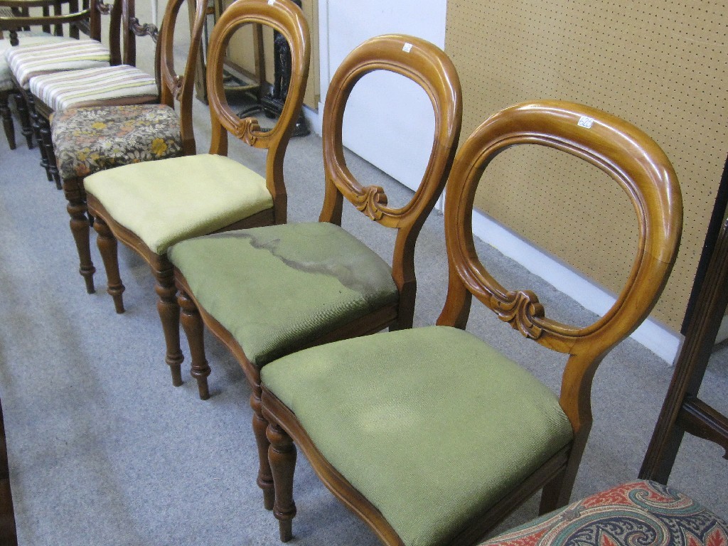 Appraisal: Lot comprising set of four Victorian balloon back chairs and