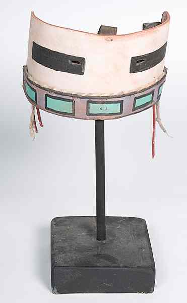 Appraisal: Hopi Alo Mana Painted Leather Mask white half mask made