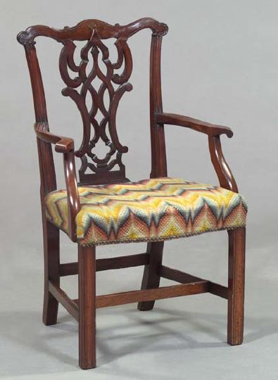 Appraisal: George III-Style Mahogany Armchair late th century the shaped and