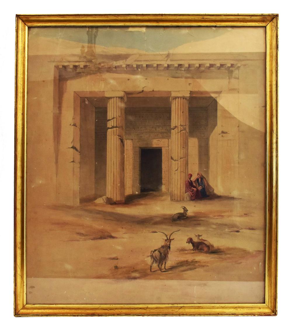 Appraisal: ATTRIB DAVID ROBERTS BRITISH - Exposed Egyptian Temple Fa ade