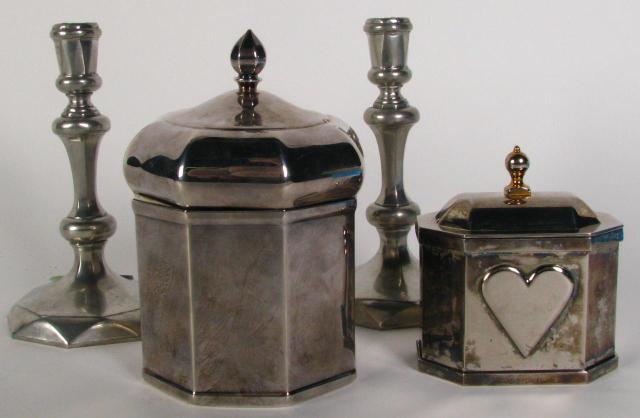 Appraisal: A pair of Williamsburg Stieff Pewter candle holders '' tall