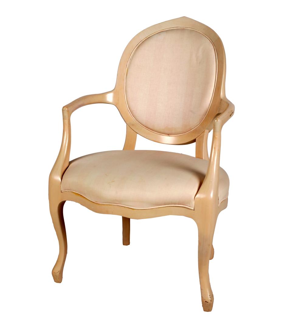 Appraisal: NORMAN LEAR LARSEN BLEACHED WOOD ARMCHAIRProvenance The Collection of Norman