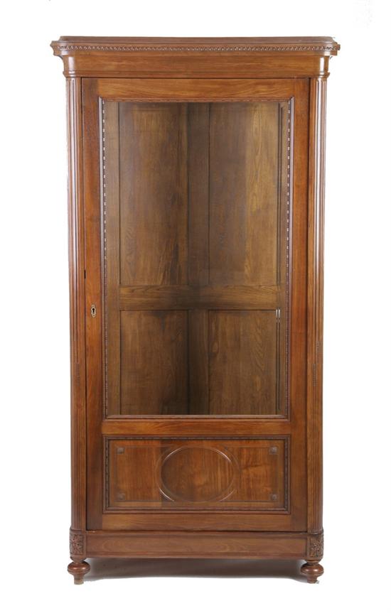 Appraisal: FRENCH PROVINCIAL DISPLAY CASE late th century Anthemion-carved cornice large