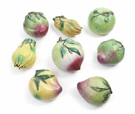 Appraisal: A Collection of Eight Famille Rose Porcelain Fruit comprising peaches