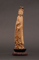 Appraisal: Kuan Yin Ivory Figure Kuan Yin ivory figure depicts the