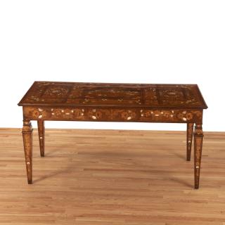 Appraisal: Nice Dutch marquetry inlaid writing table Nice Dutch marquetry inlaid