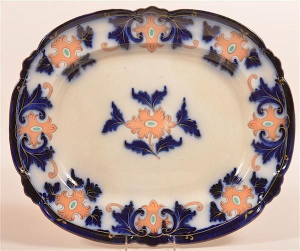 Appraisal: Early Flow Blue Staffordshire China Large Platter Early th Century