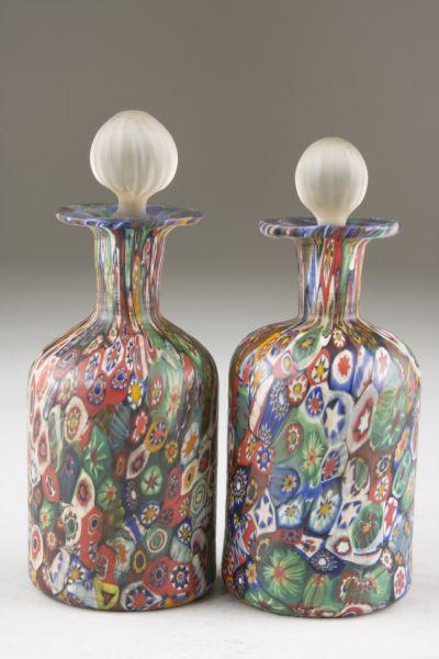 Appraisal: Pair Italian Art Glass Millefiori Perfumes th century hand blown