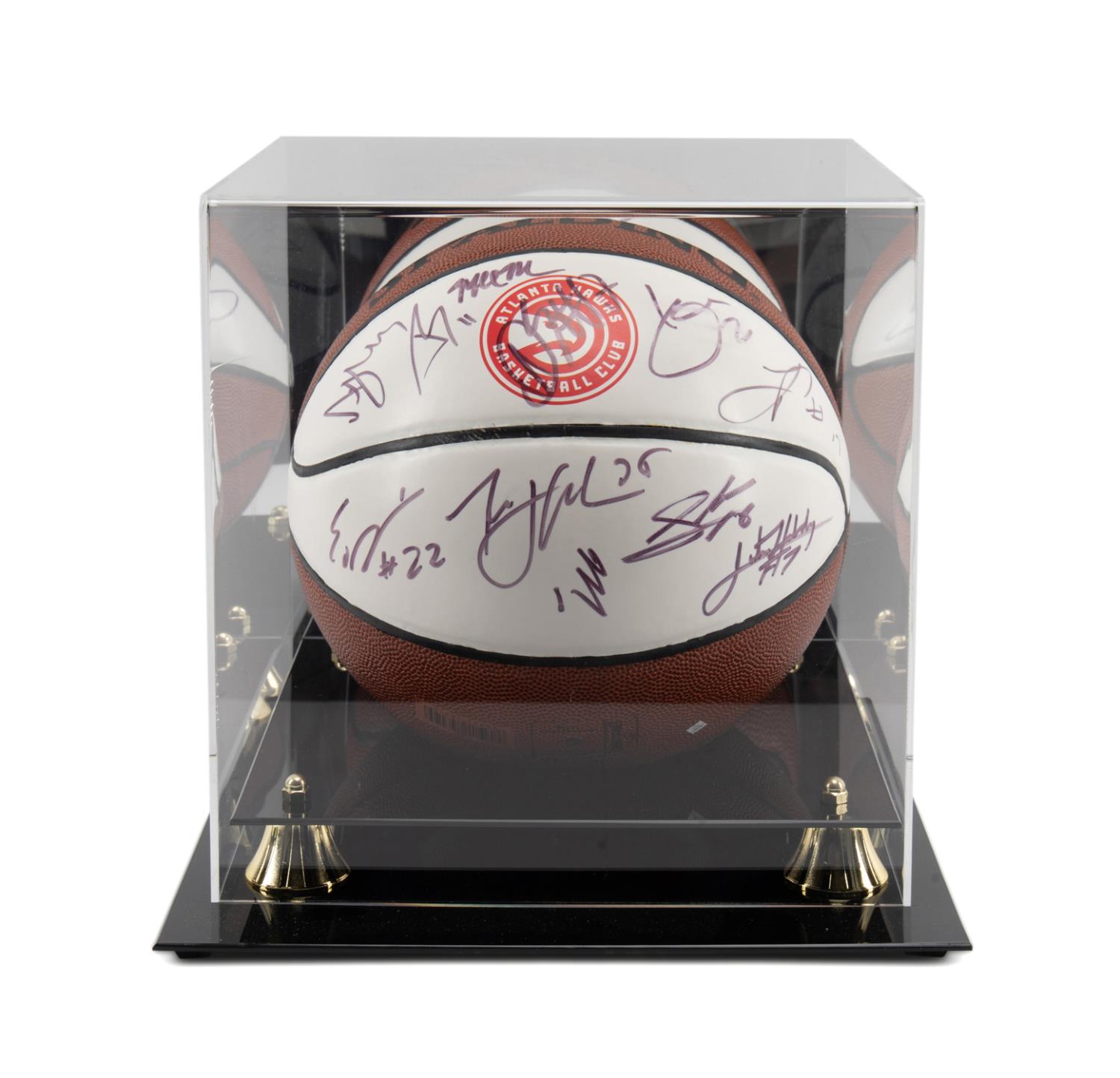 Appraisal: CASED AUTOGRAPHED ATLANTA HAWKS BASKETBALL Atlanta Hawks autographed - basketball