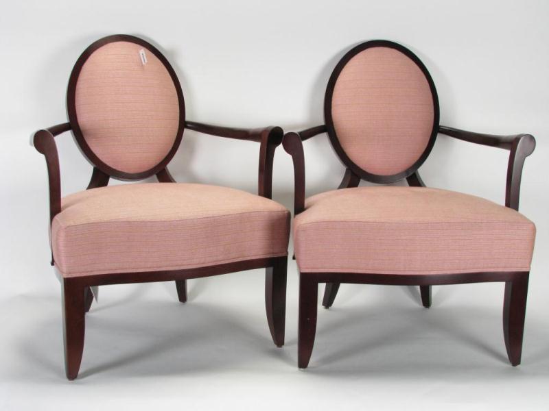 Appraisal: Pair of Barbara Barry by Baker Arm Chairs with oval