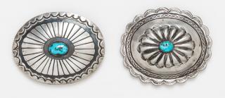 Appraisal: A Collection of Silver and Turquoise Concho Belt Buckles dwts