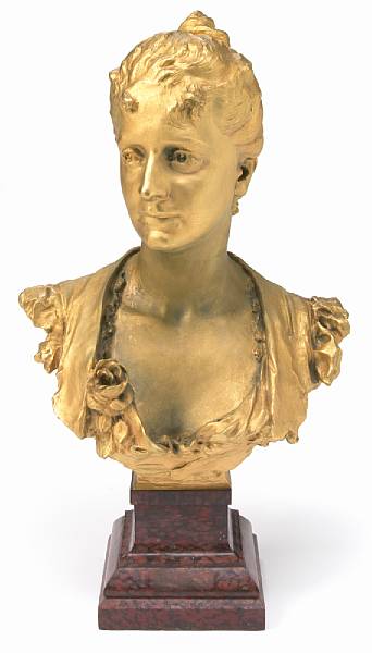 Appraisal: An Art Nouveau style gilt-bronze bust of a maiden on