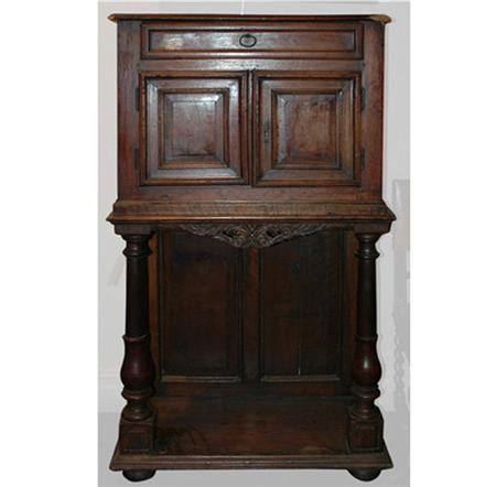 Appraisal: Continental Baroque Walnut Two-Part Cabinet on Stand Estimate nbsp nbsp